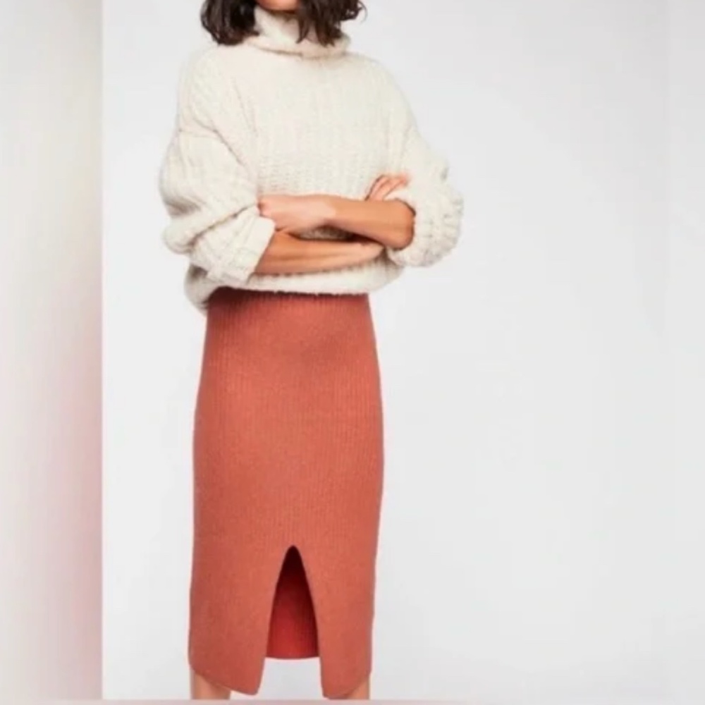 Free People Skyline Midi Skirt Coral Orange size XS